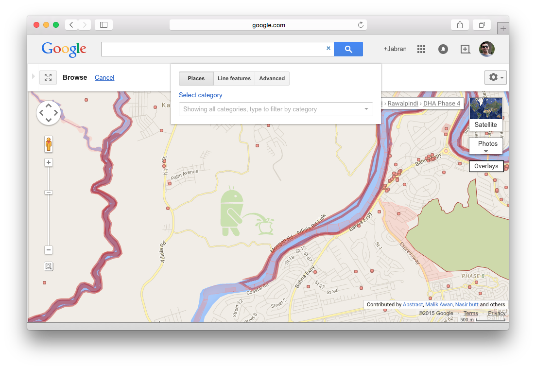 Feature not selectable at Google Map Maker